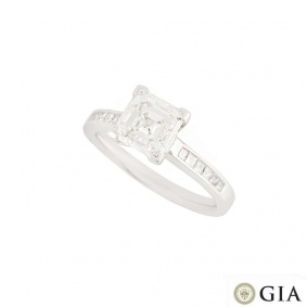 18k White Gold Asscher Cut Diamond Ring 1.71ct H/VVS2